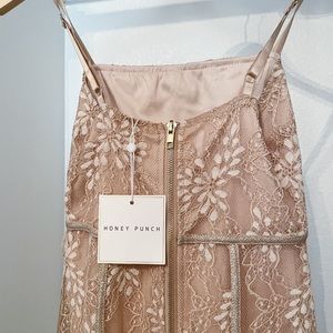 Mini lace nude dress